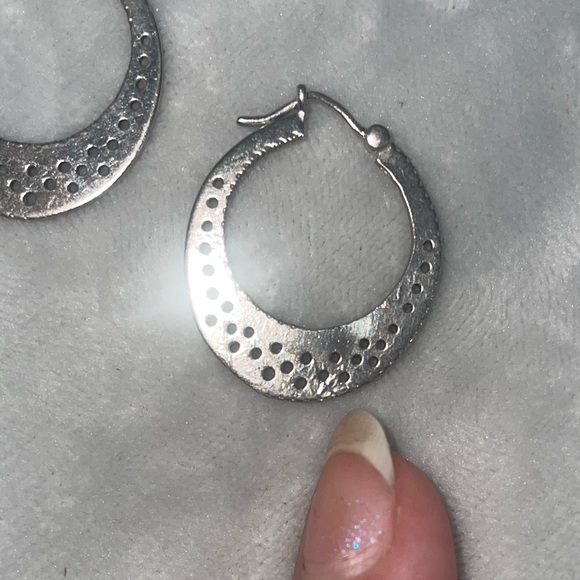 925 sterling silver earrings with real diamonds on half outside & half inside - Picture 9 of 15